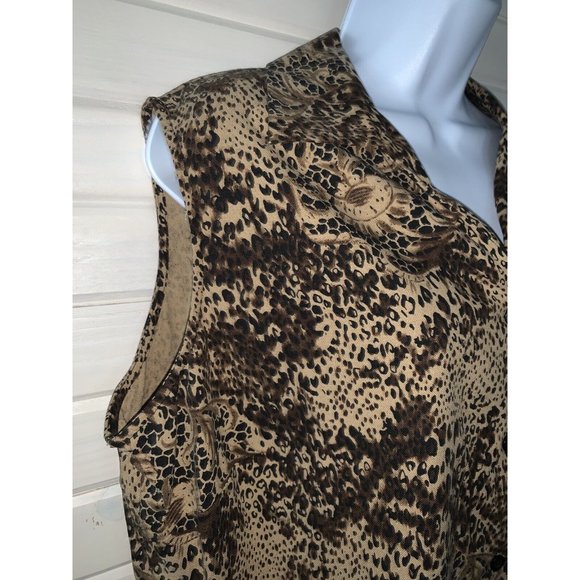 Nygard Collection Sz 14 Brown Leopard Silk Blend Button Front Blouse Collar EUC - Picture 4 of 8